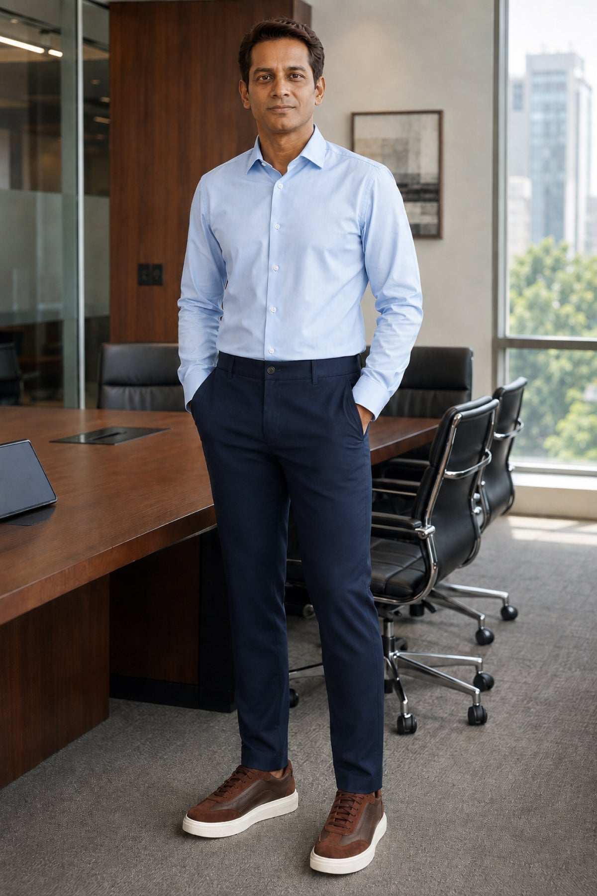 Kit Marinho Clássico com a camisa azul claro