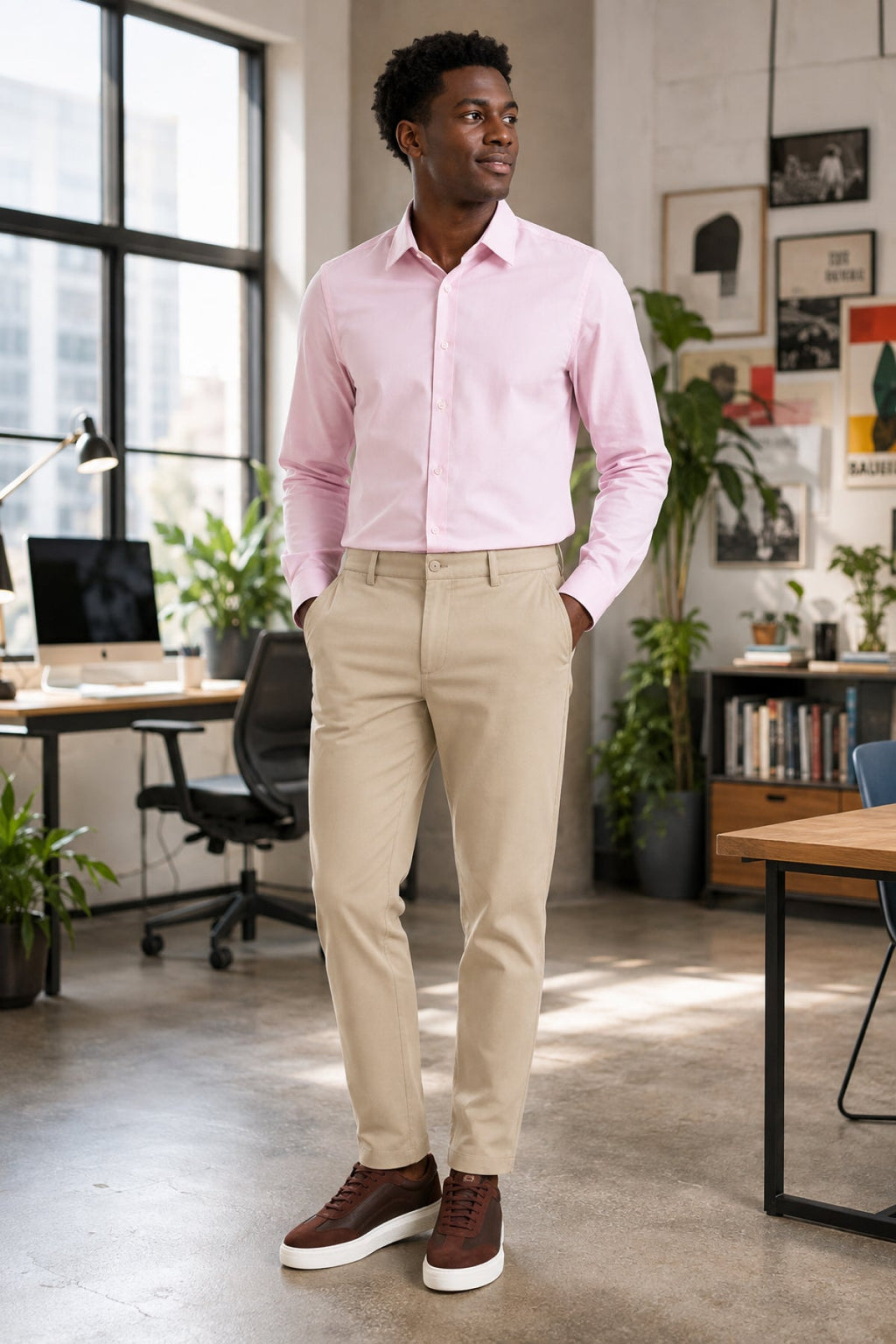 Kit Rosa e Areia com a camisa rosa claro