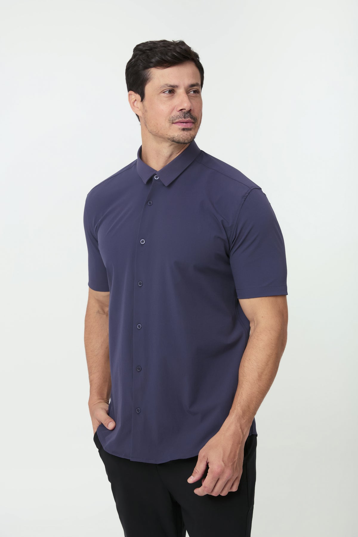 Camisa Social Anti-Amassado Flex Manga Curta