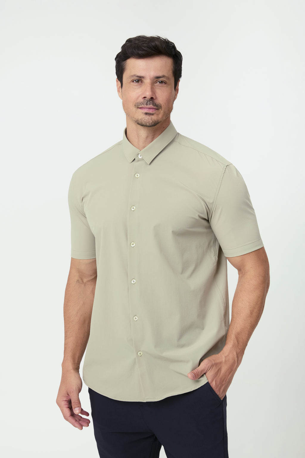 Camisa Social Anti-Amassado Flex Manga Curta