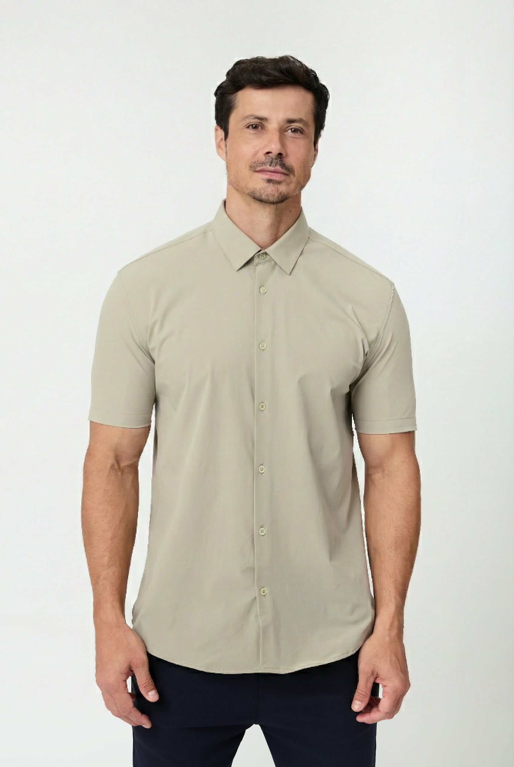 Camisa Social Anti-Amassado Flex Manga Curta