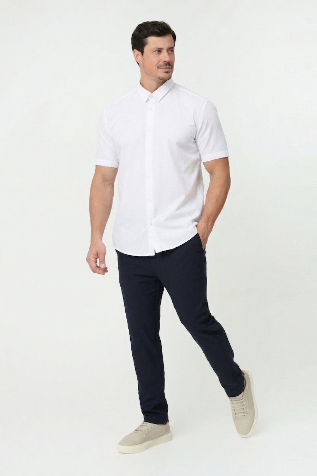 Camisa Social Anti-Amassado Flex Manga Curta