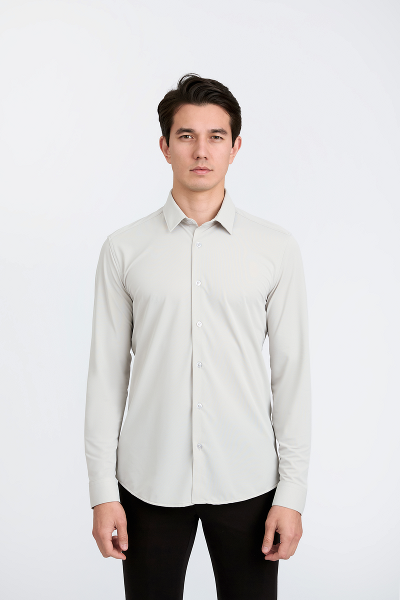 Camisa Social Anti-Amassado Piquet Signature — Gelo