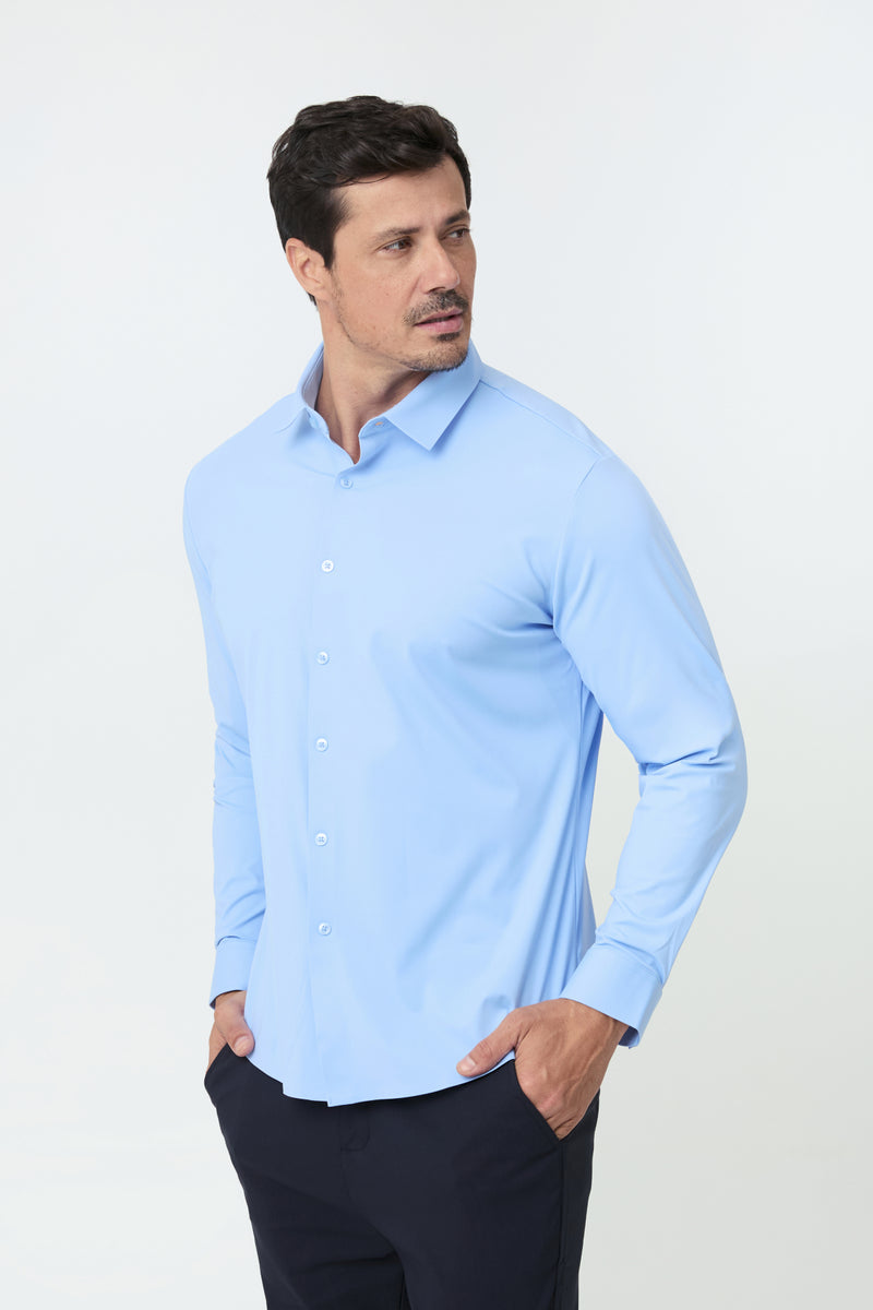 Camisa Social Anti-Amassado Flex Ultra — Azul Claro
