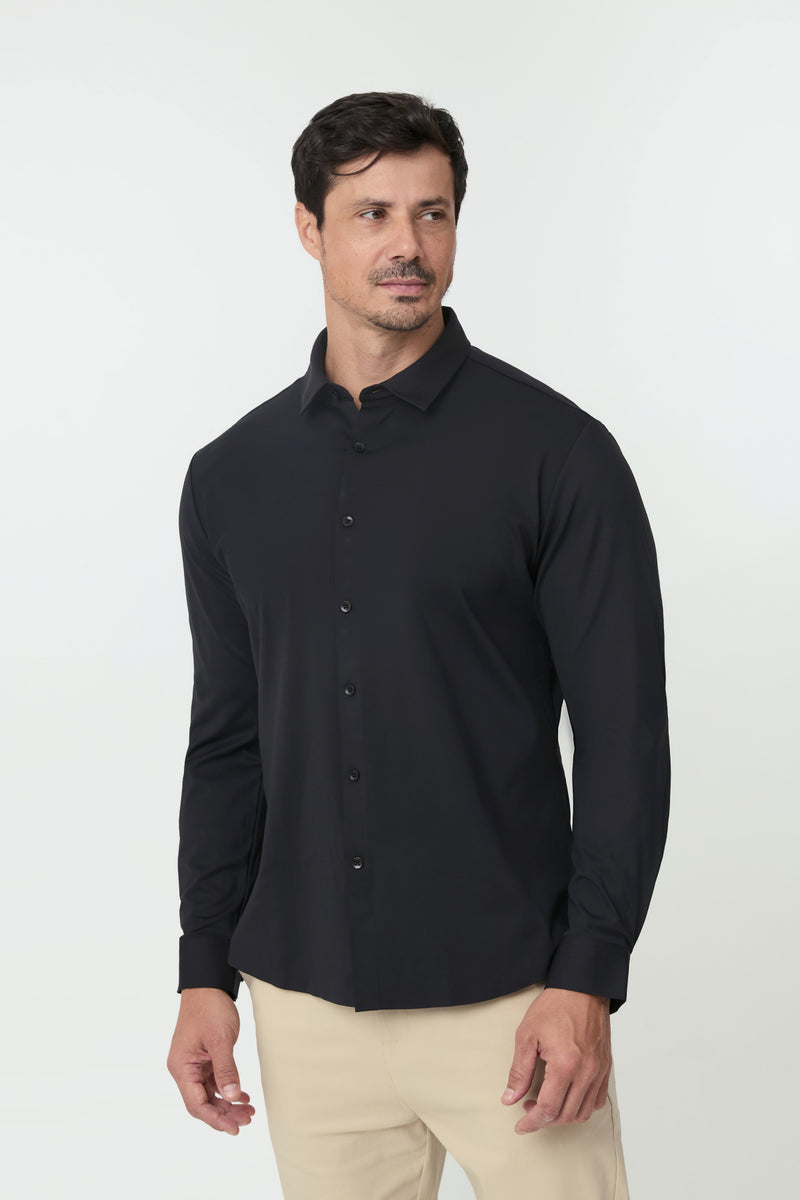 Camisa Social Anti-Amassado Flex Ultra — Preto