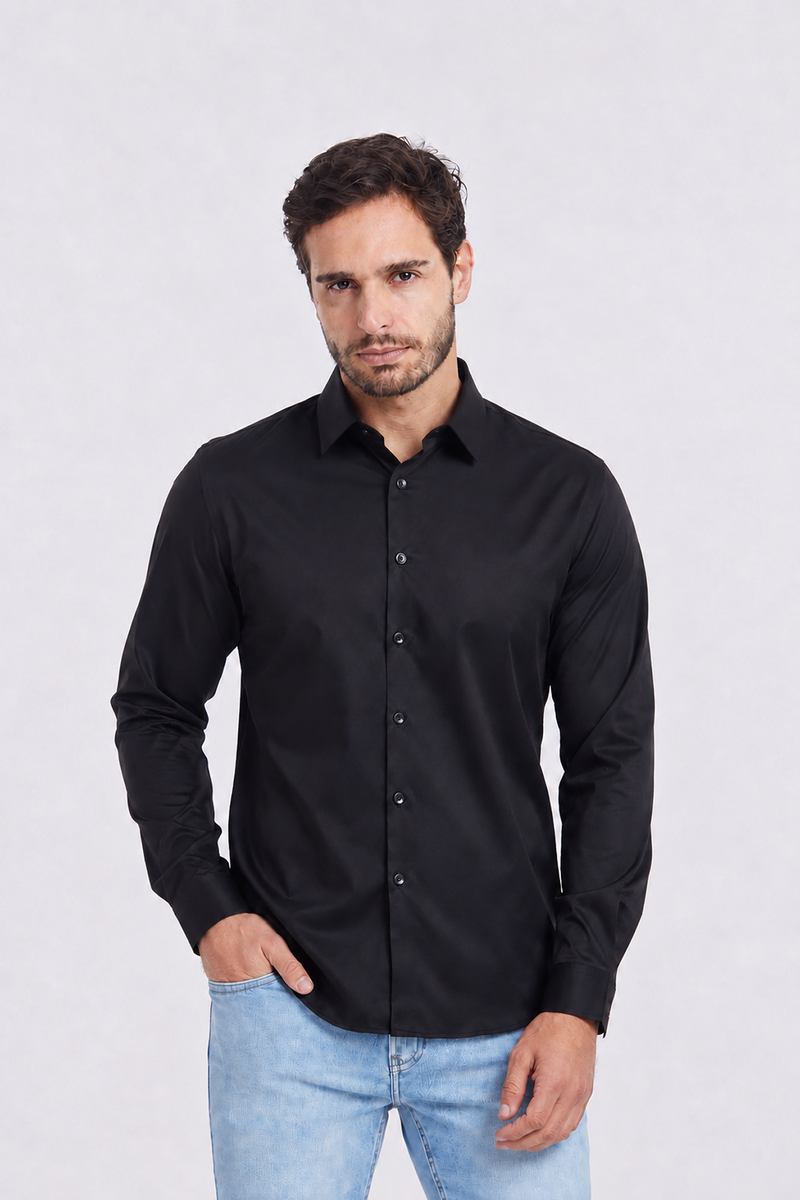 Camisa Social Anti-Amassado X-Tretch — Preto