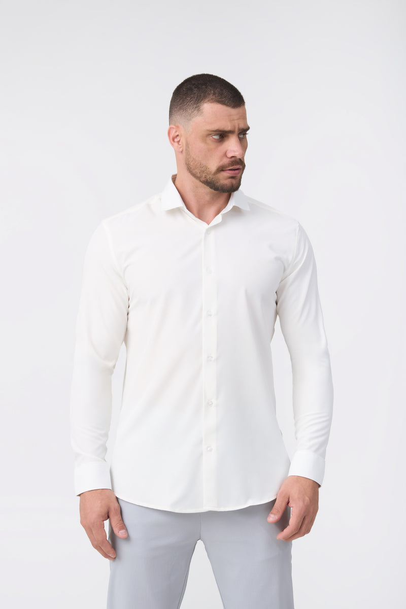 Camisa Social Anti-Amassado Gola Italiana - Primeira Coleção — Off White