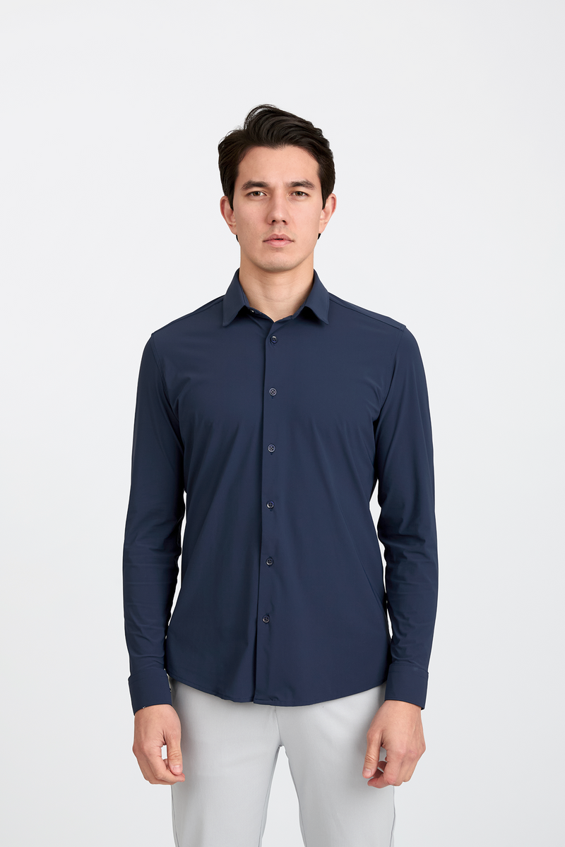 Camisa Social Anti-Amassado Flex Office — Azul Marinho