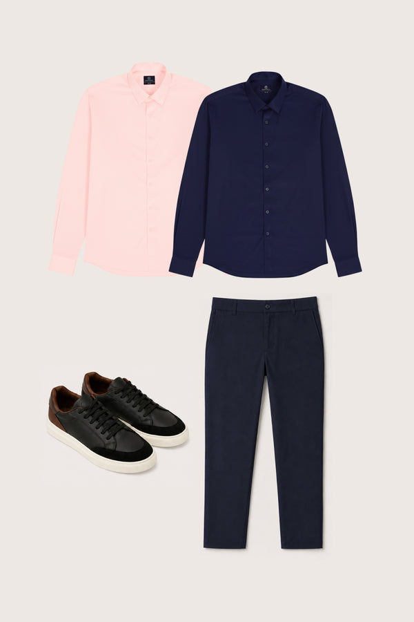 Kit 2 Camisas Gola Italiana + Calça Ultra + Tênis Flow