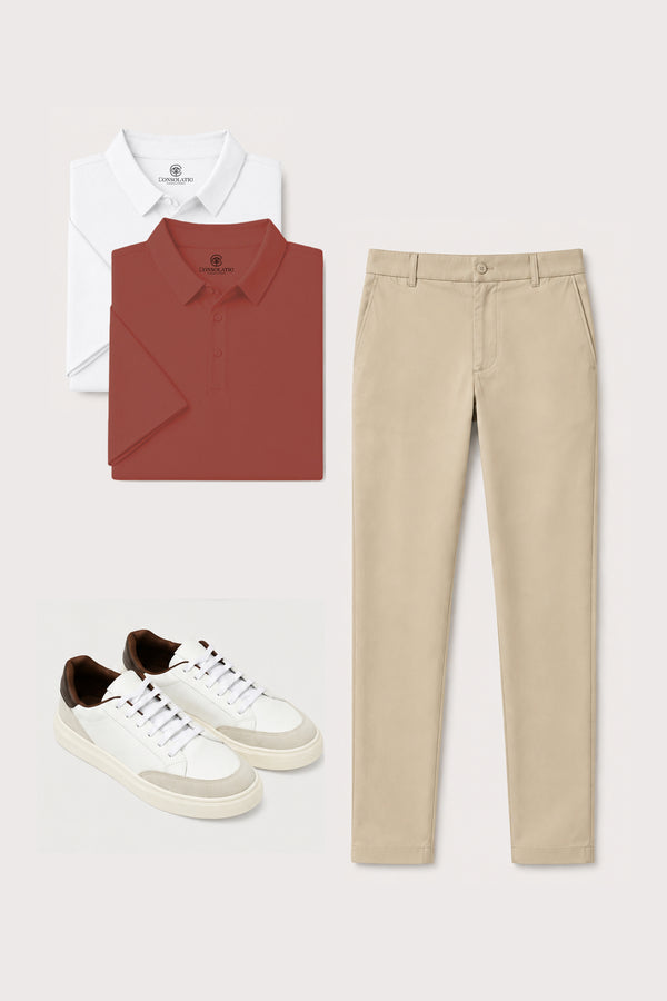 Kit 2 Polos Grid + Calça Ultra + Tênis Flow